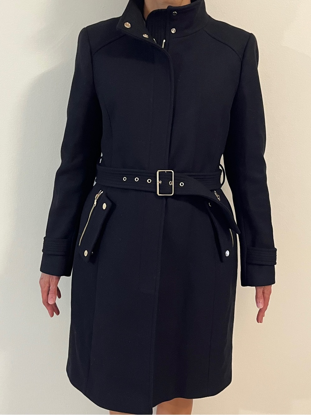 Zara Black Belted Trench Coat with Snap Details